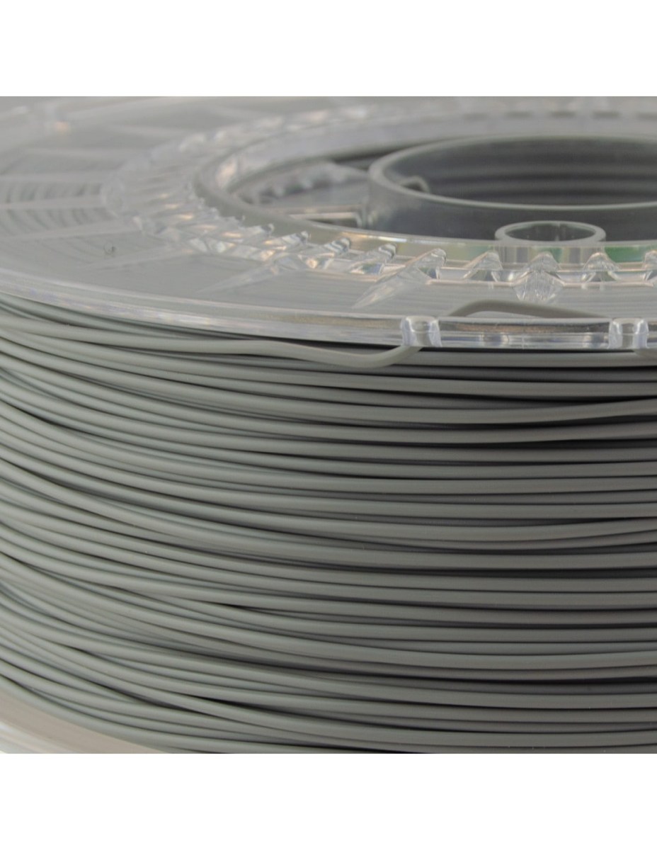 Filamento in PLA di colore Grigio da 1Kg in Bobina da 350 metri di filo da 1,75mm di ottima qualità e prestazioni superiori rispetto al normale PLA sia meccaniche che di rifinitura.
