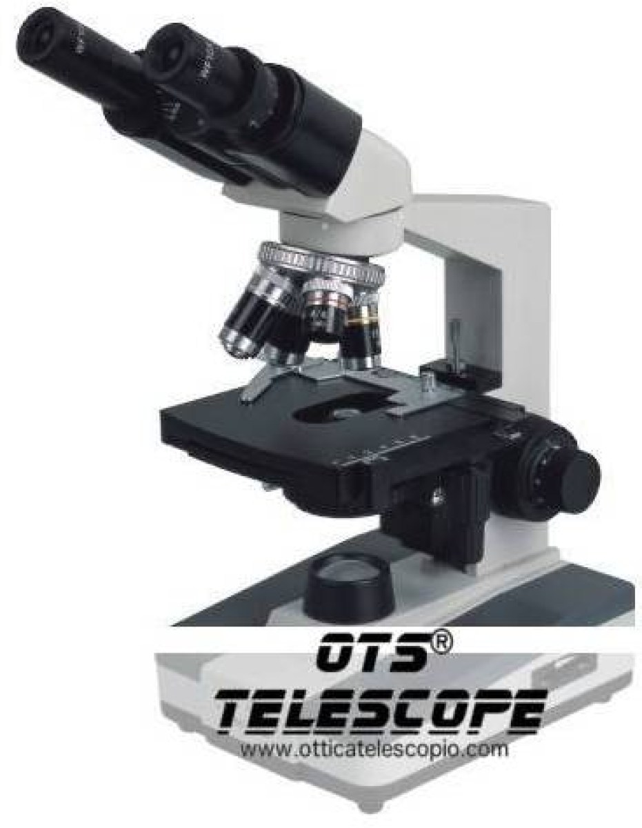Microscopio biologico da laboratorio binoculare fino a 1600 ingrandimenti con gli oculari inclusi. Completo di accessori, oculari, vetrini e copertura per la protezione.