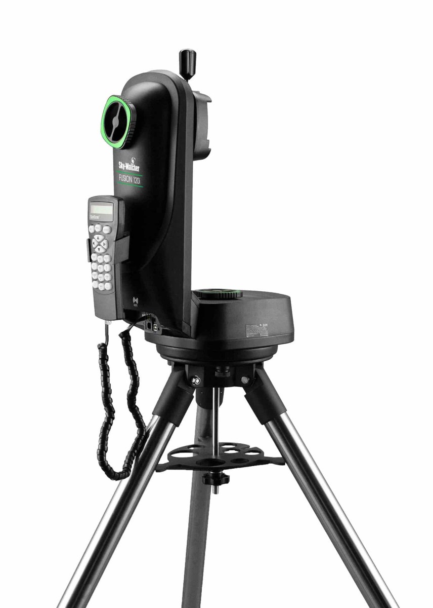 Montatura altazimutale Sky-Watcher Fusion 120i SynScan Wi-Fi, compatta, portatile, batteria integrata, doppia compatibilità Vixen/Losmandy, controllo via app.