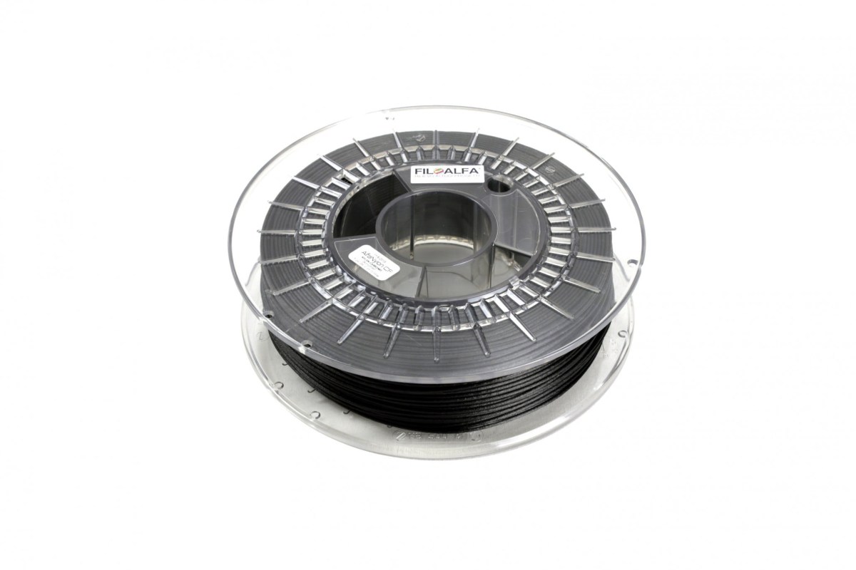 AlfaNylon CF Carbon Fibers è un filamento di alta qualità in poliammide con fibre di carbonio, ad alte prestazioni meccaniche e chimiche. Resistente agli urti e ottimo per la realizzazione di ingranaggi e parti meccaniche.