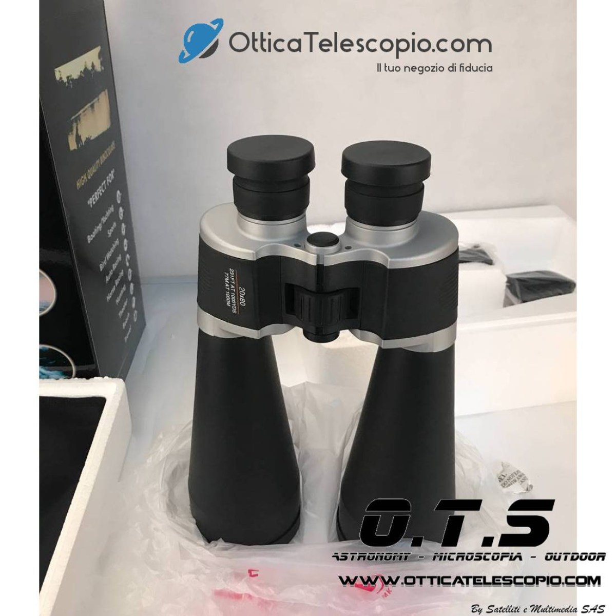 Binocolo gigante 20X80 OTS, con grande apertura e potenza ottica per chi cerca un binocolo potente per osservare la natura e paesaggi, a soli 175€ spedizione gratuita.