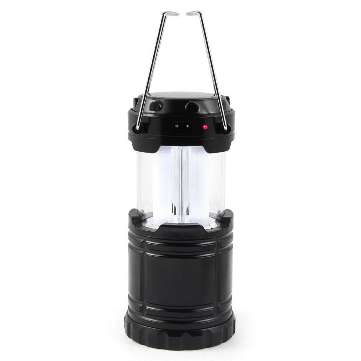 Lampada a led per Campeggio ed escursionismo, funziona sia in modalità ricaricabile o con energia solare. Lampada collassabile ad alta luminosità.