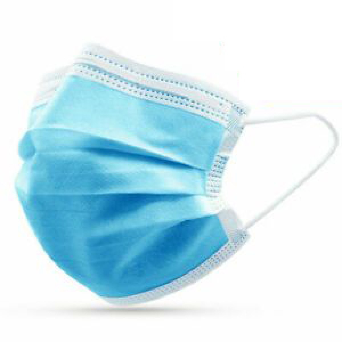 Mascherina di tipo chirurgica per protezione individuale in polipropilene, forma a soffietto e stringinaso in alluminio, protezione a tre strati termosaldati.