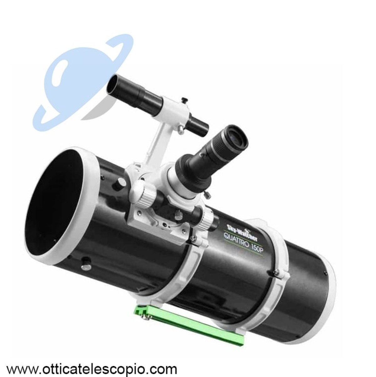 Ottica Newton Black Diamond diam. 150mm, focale 600mm (f/4), oculare 22mm 2 pollici, cercatore 6×30, fuocheggiatore crayford dual-speed con portaoculari 50,8/31,8mm, correttore di coma incluso.