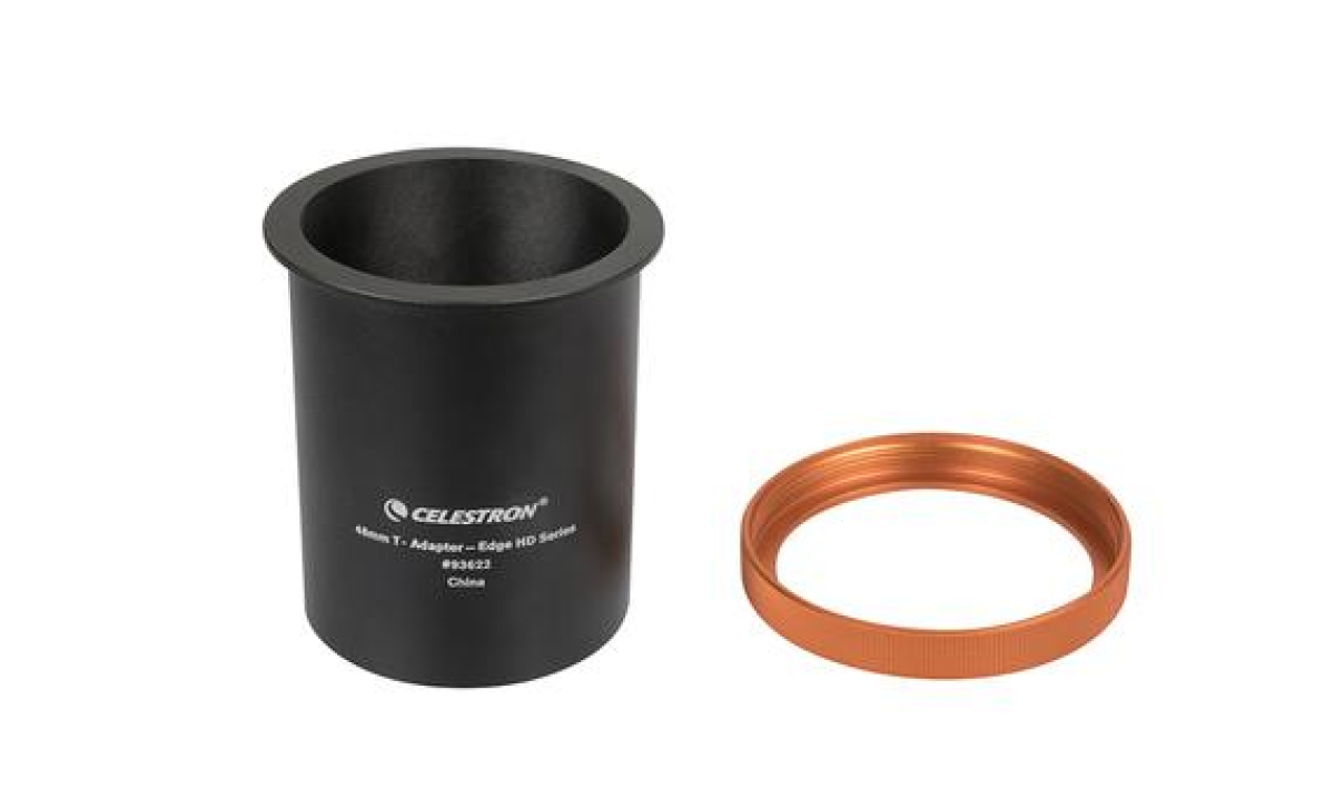 Adattatore M48 per il montaggio di fotocamere reflex ai telescopi Edge HD 925/1100/1400. Consente la ripresa di foto e video al fuoco diretto del telescopio.